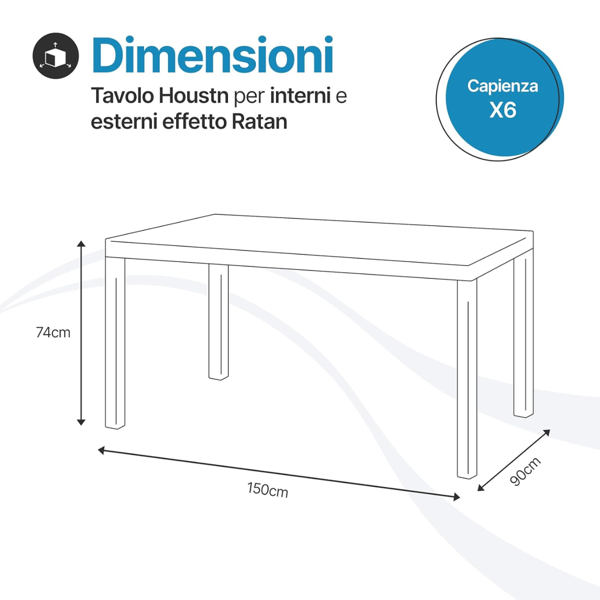 Tavolo e sedie da giardino in Rattan - Set Malibu 6