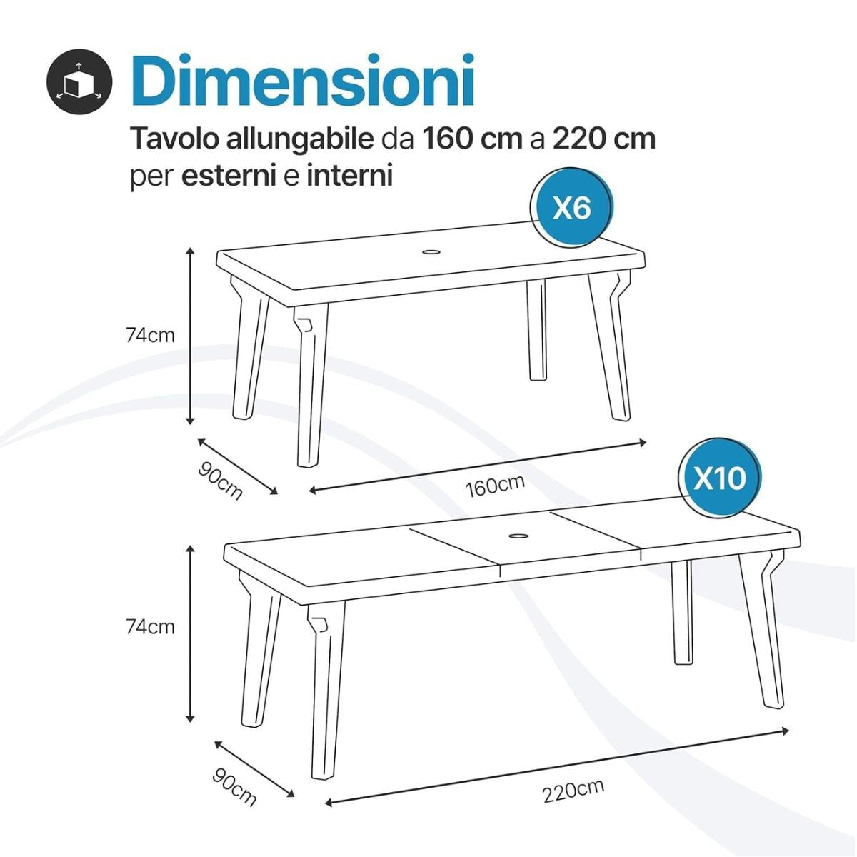 Tavolo e sedie da giardino in plastica - Set Miami 6