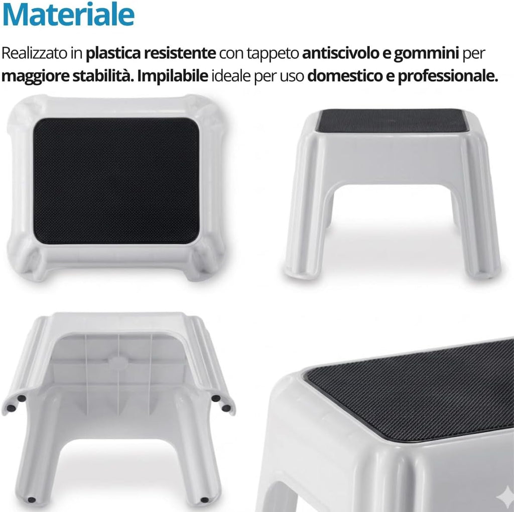 Sgabello Antiscivolo Bagno e Cucina in Plastica