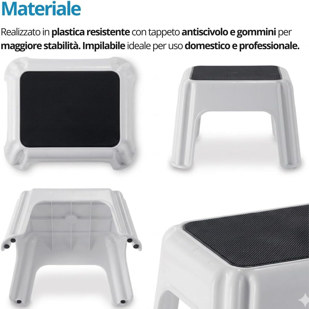 Sgabello Antiscivolo Bagno e Cucina in Plastica