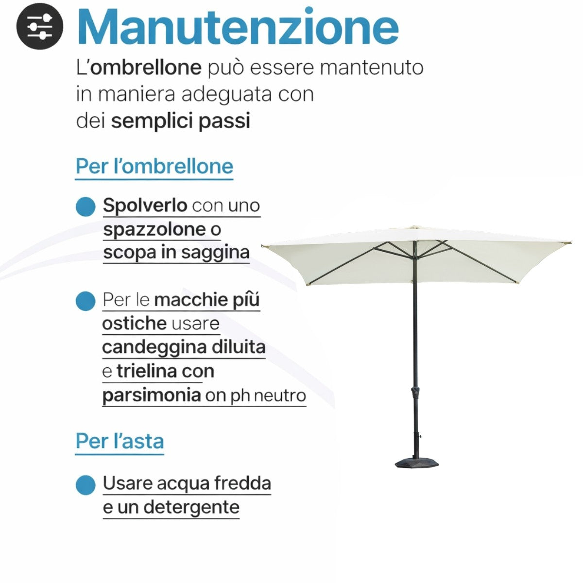 Ombrellone da giardino 3x2 in acciaio - Montata 5075G