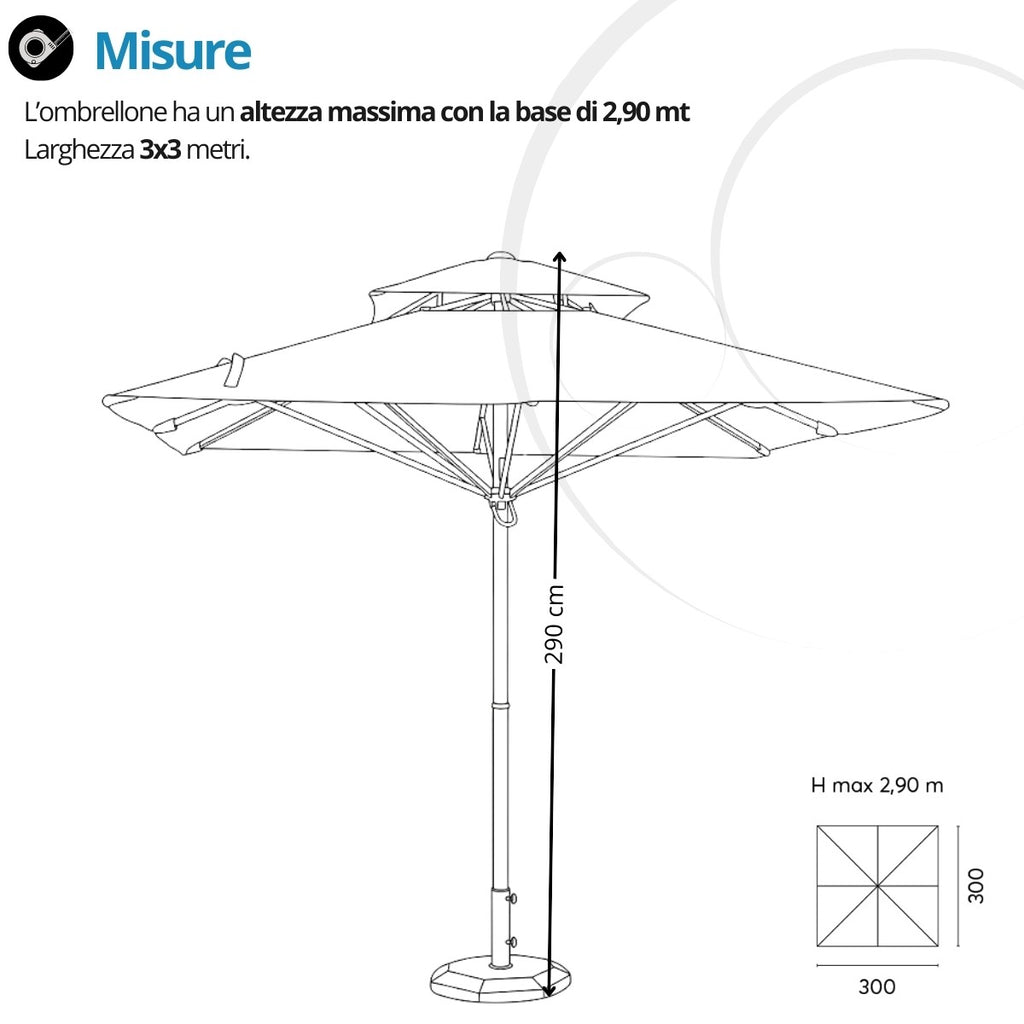 Ombrellone Push-Up in Alluminio 3×3 – Poliestere Ecrù E5049