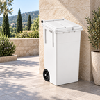 Bidone raccolta differenziata bianco 80lt sfondo bianco