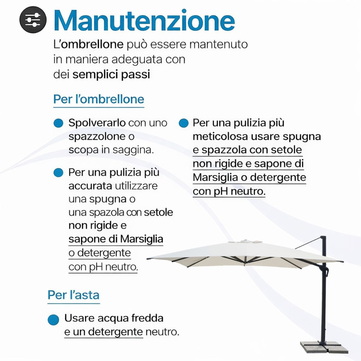 Ombrellone 4x4 palo decentrato alluminio - Professionale 5053