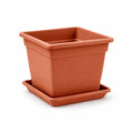 Vaso quadrato in plastica con sottovaso - Varie misure