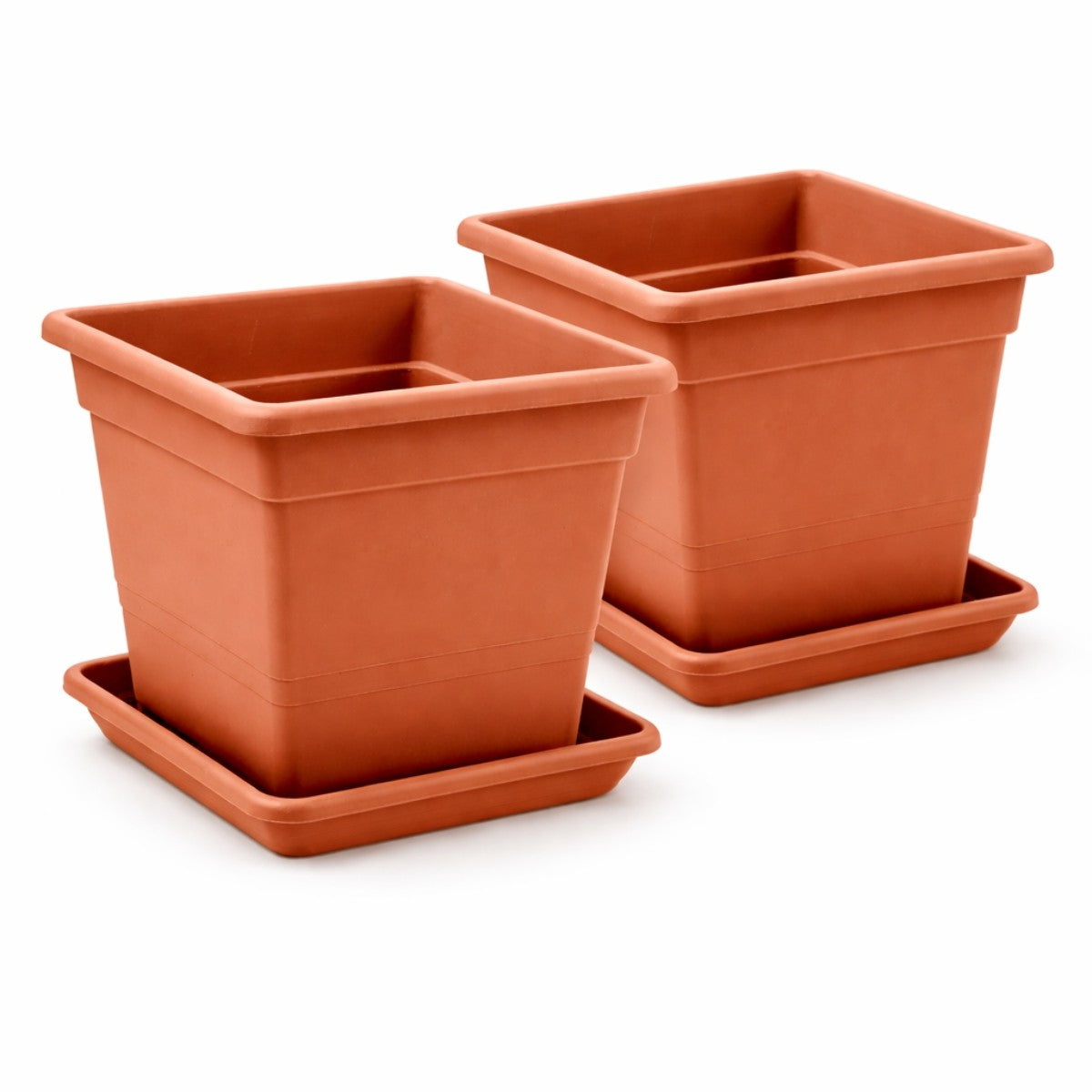 Vaso quadrato in plastica con sottovaso - Varie misure