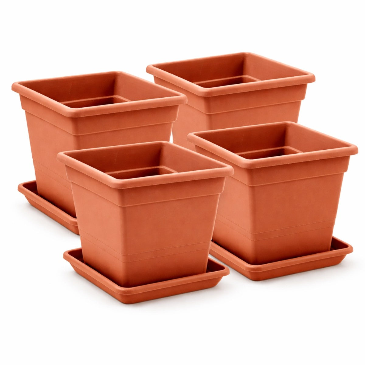 Vaso quadrato in plastica con sottovaso - Varie misure