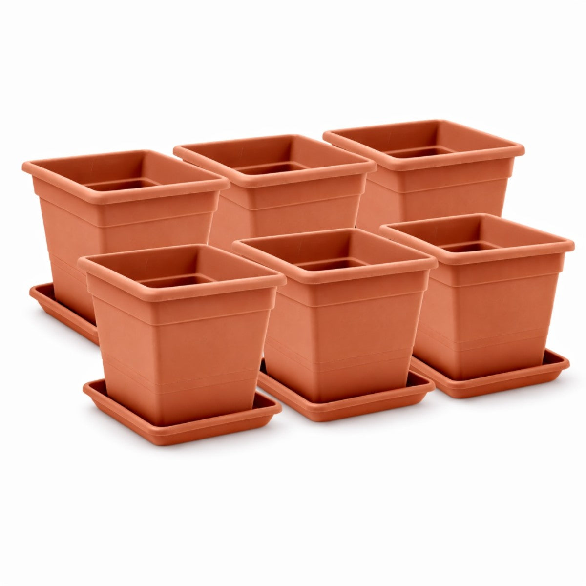 Vaso quadrato in plastica con sottovaso - Varie misure