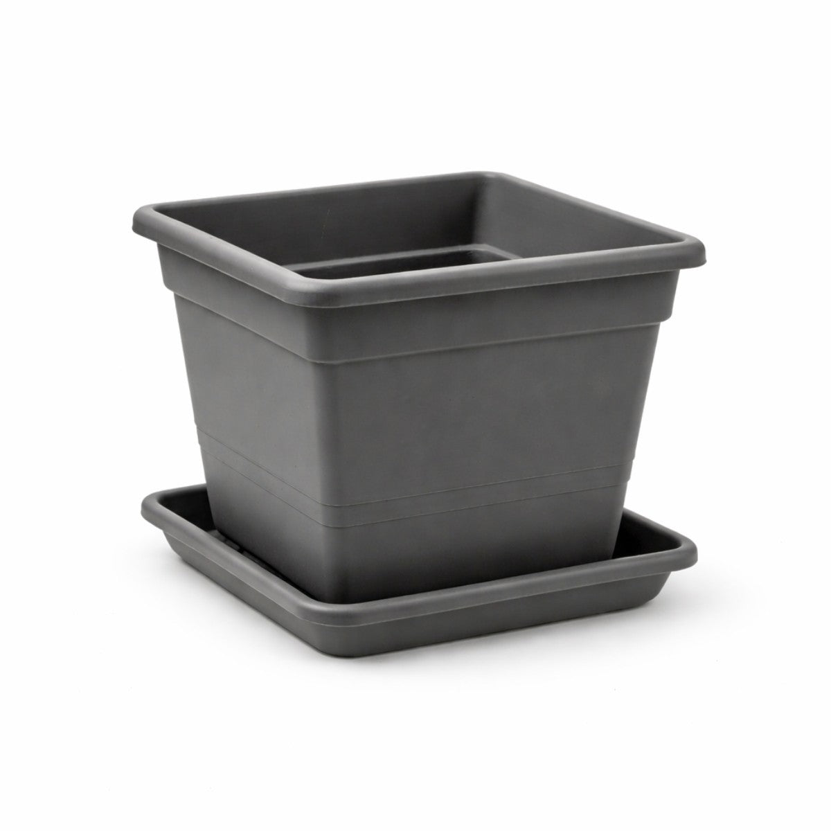 Vaso quadrato in plastica con sottovaso - Varie misure