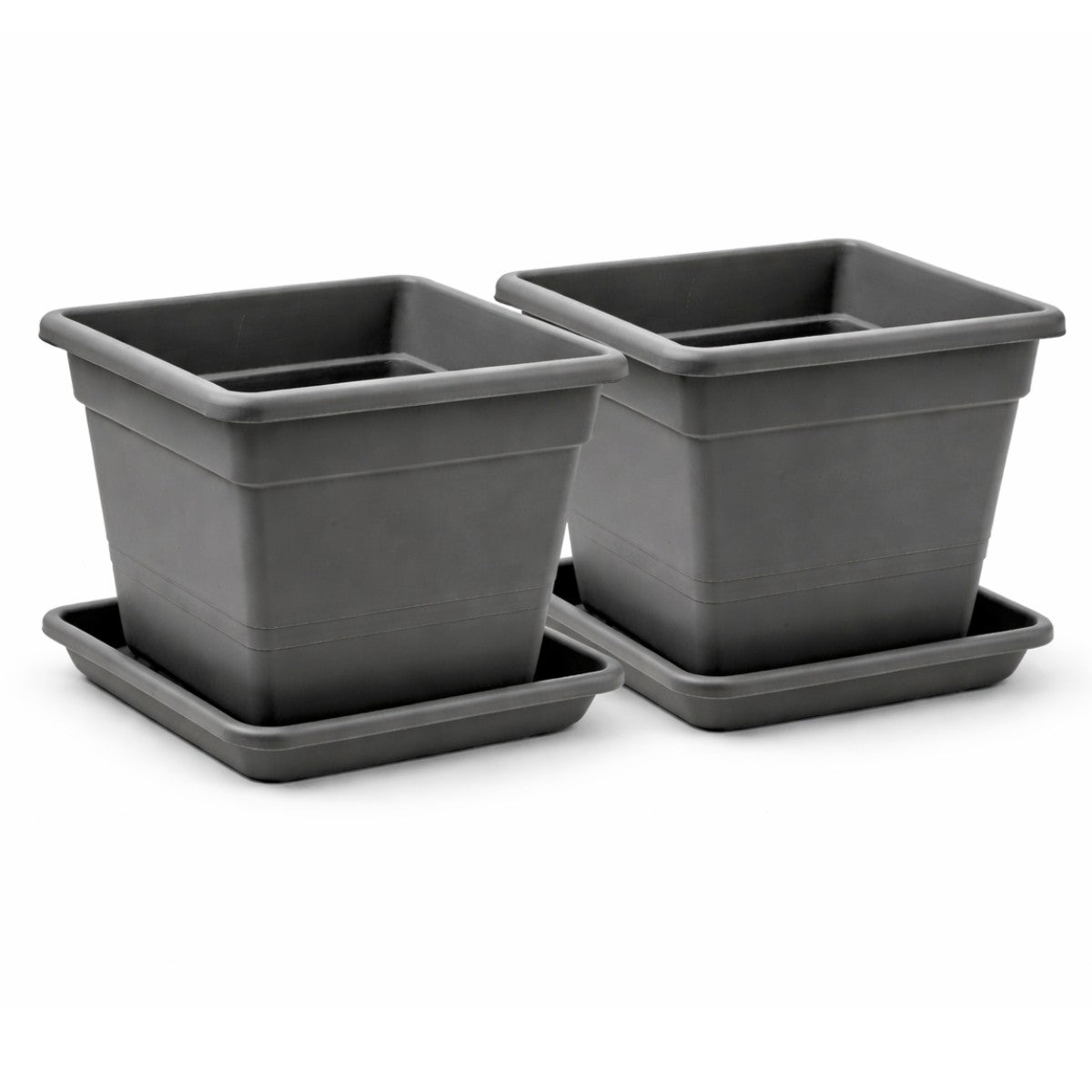 Vaso quadrato in plastica con sottovaso - Varie misure
