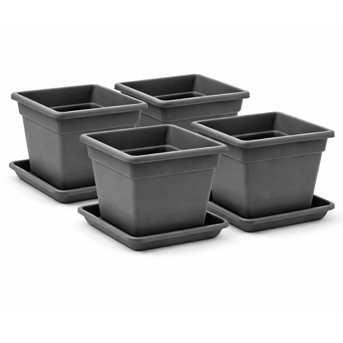 Vaso quadrato in plastica con sottovaso - Varie misure