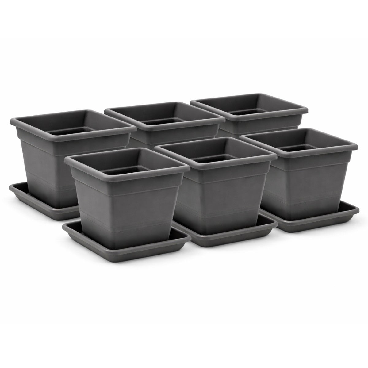 Vaso quadrato in plastica con sottovaso - Varie misure