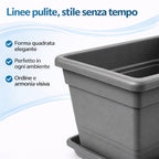 Vaso quadrato in plastica con sottovaso - Varie misure