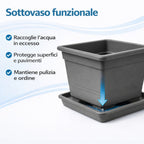 Vaso quadrato in plastica con sottovaso - Varie misure