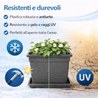 Vaso quadrato in plastica con sottovaso - Varie misure