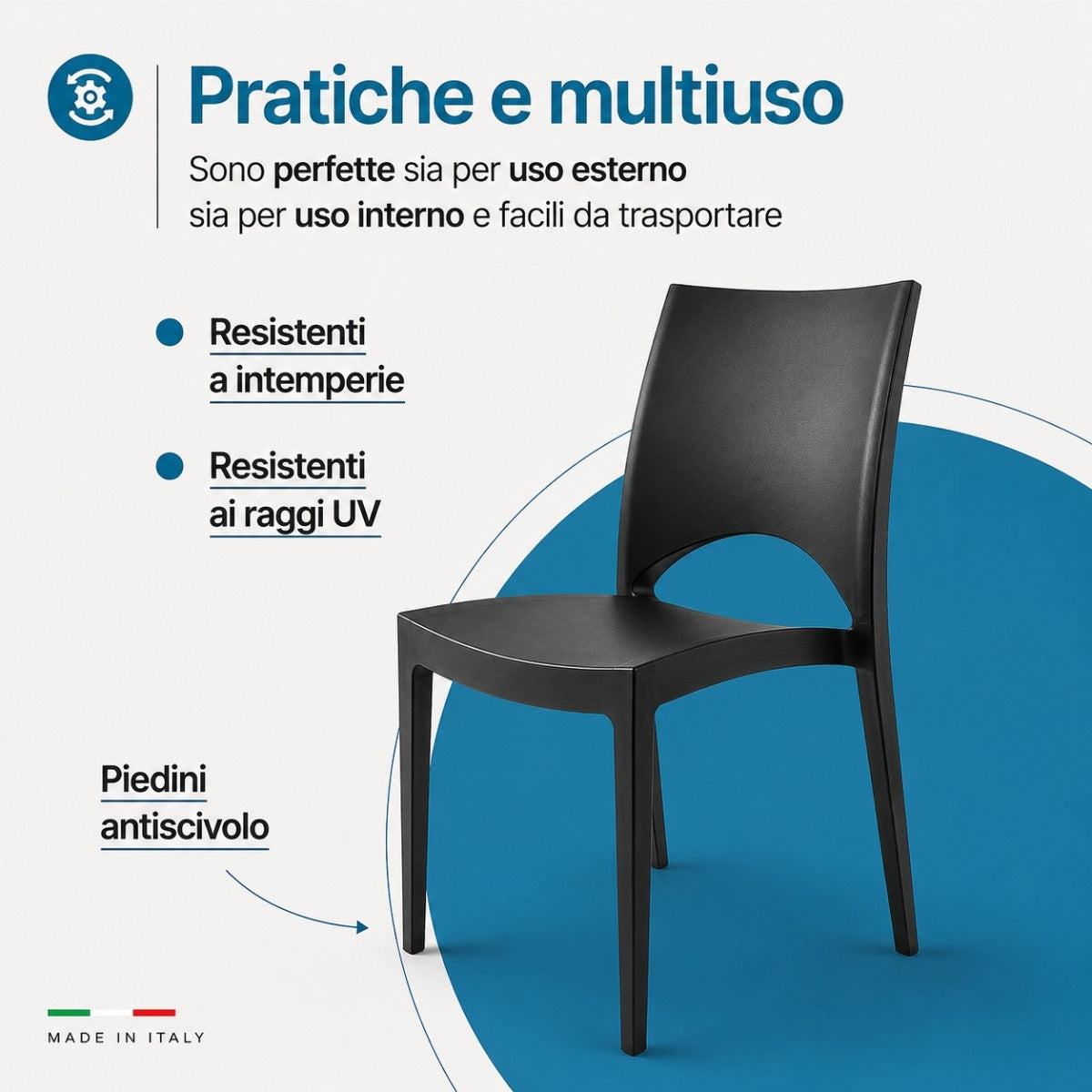 Sedia Paris per interno ed esterno in plastica