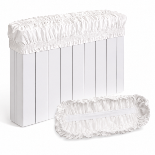 Copricalorifero elasticizzato bianco montato su termosifone
