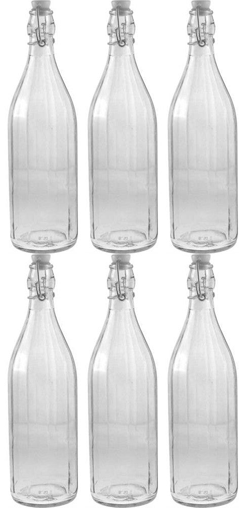 Set 6 Bottiglie di Vetro per Acqua 1lt