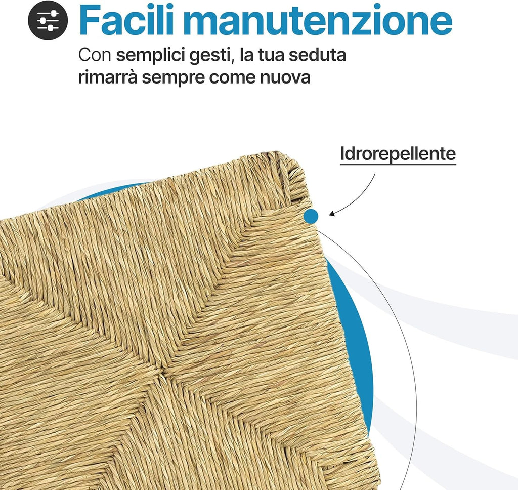 Sedile di ricambio per sedia modello Pisa, in paglia 37×37 cm