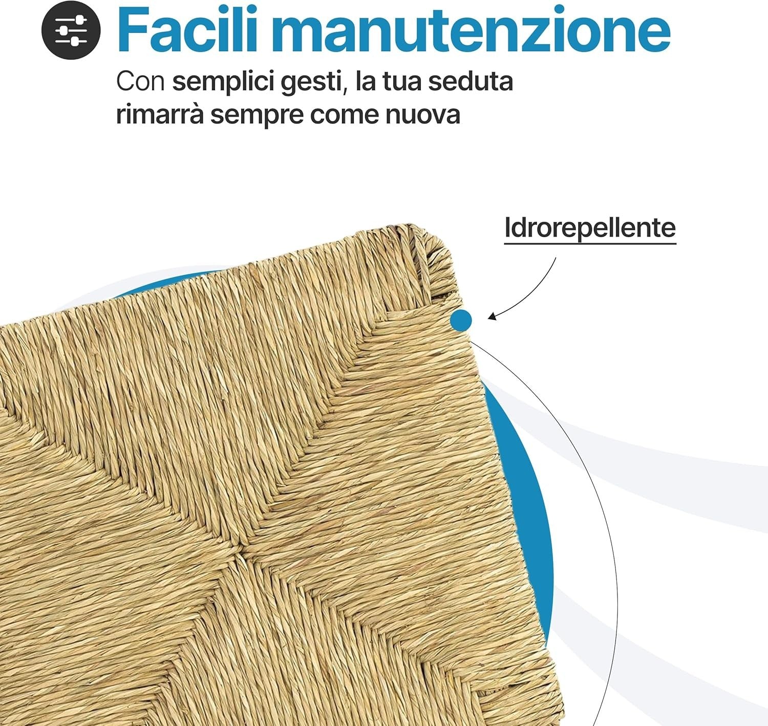 Sedile di ricambio per sedia modello Pisa, in paglia 37×37 cm