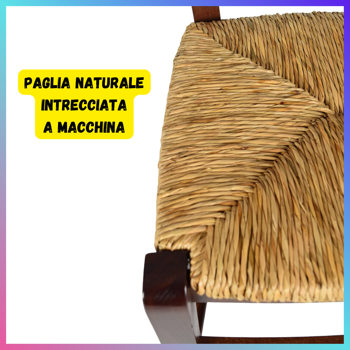 Sedile ricambio paglia per sedia Venezia, telaio fondo in legno