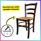 Sedile ricambio paglia per sedia Venezia, telaio fondo in legno
