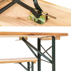 Set birreria, tavolo e panchine in legno e ferro, pieghevole, fiere, eventi, mercati, picnic, campeggio – TOMAINO