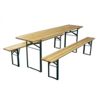 Set birreria, tavolo e panchine in legno e ferro, pieghevole, fiere, eventi, mercati, picnic, campeggio – TOMAINO