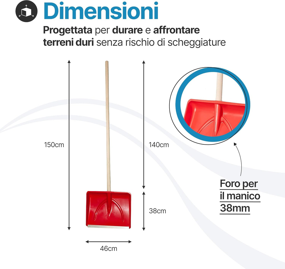 Pala da Neve 46 cm con Profilo in Alluminio