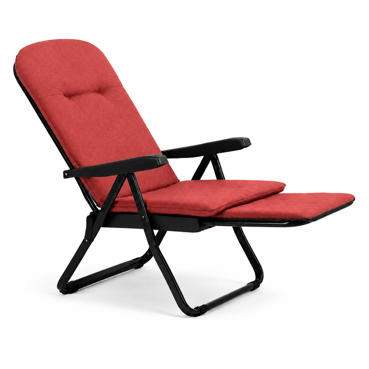 Poltrona relax Saponetta rossa con schienale reclinabile e poggiapiedi estraibile