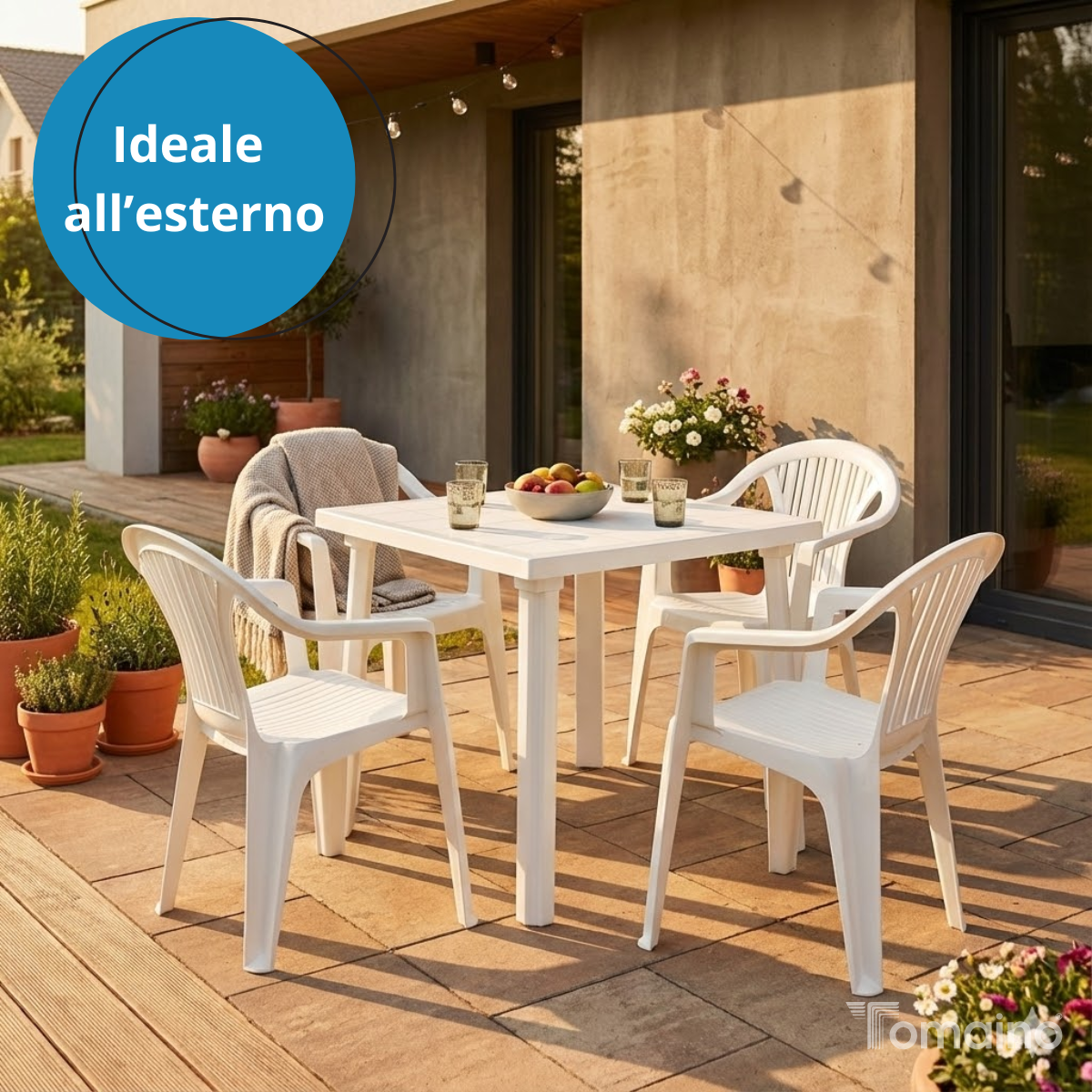 Tavolo da giardino in plastica quadrato Weekend