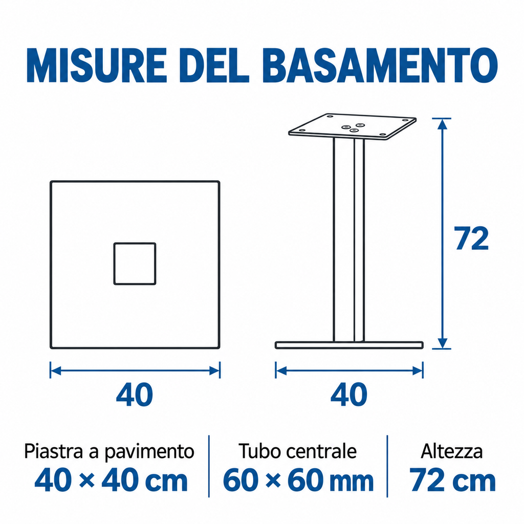 Piètement pour plateau de table de bar - BA005 acier