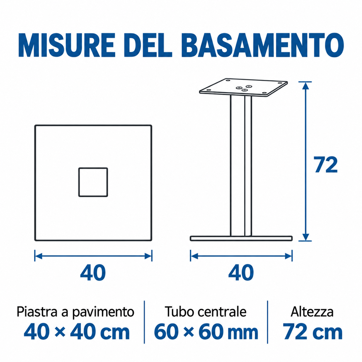 Piètement pour plateau de table de bar - BA005 acier
