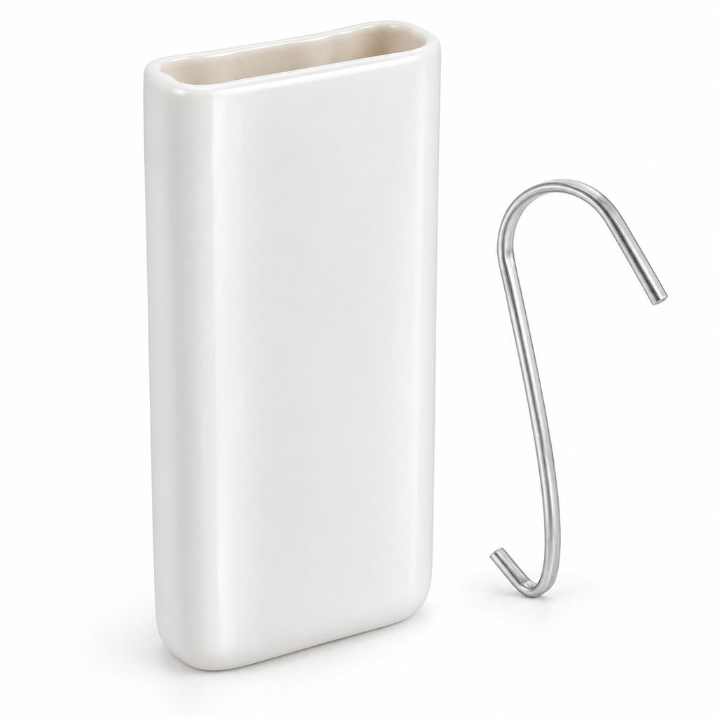Evaporatore per termosifone in ceramica bianca con gancio