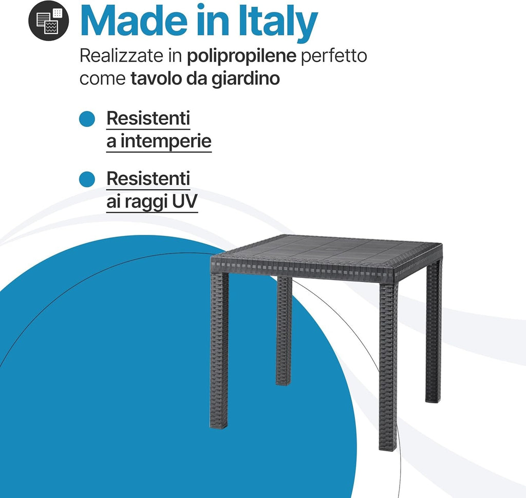 Tavolo da giardino in plastica Rattan 4 posti Dallas