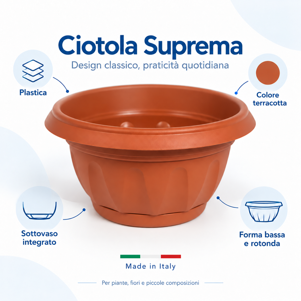 Ciotola Suprema in Plastica con Sottovaso Integrato