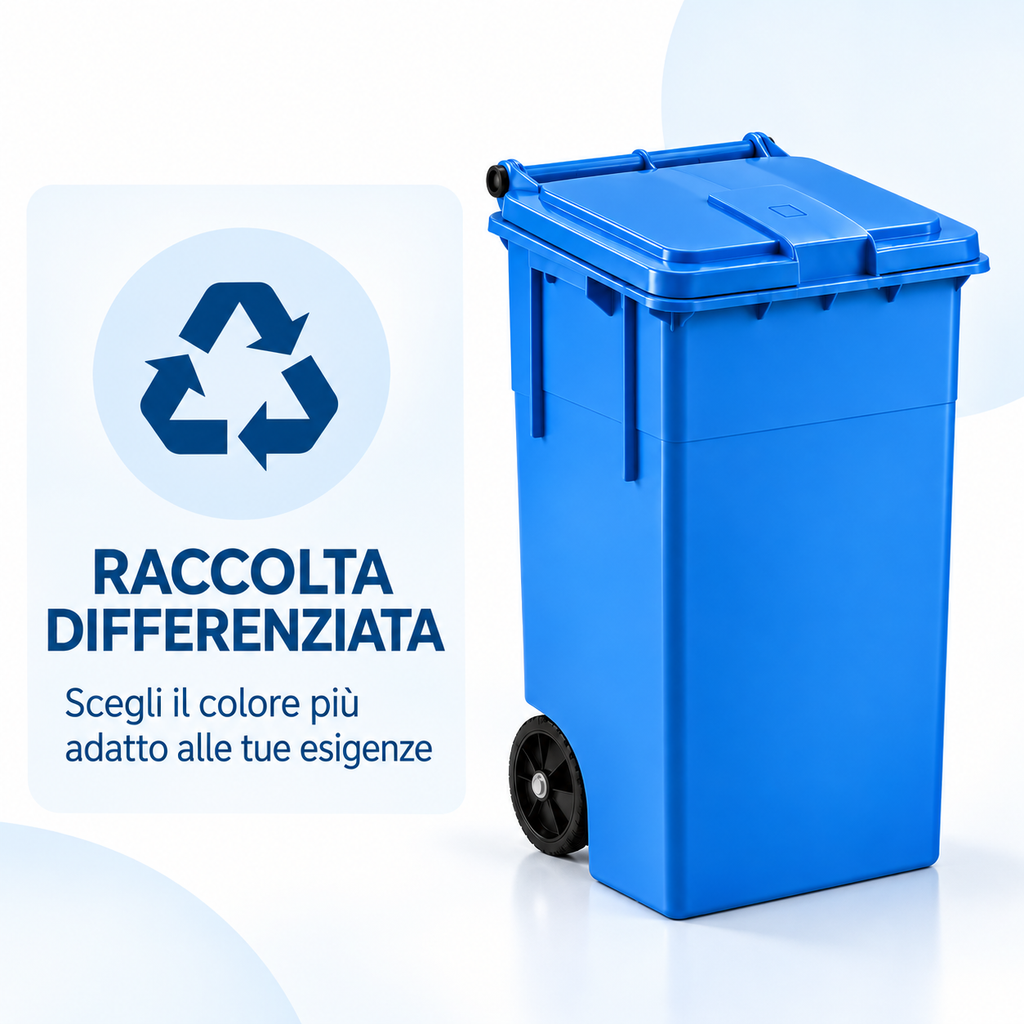 Bidone per esterno blu per raccolta differenziata