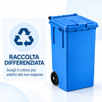 Bidone per esterno blu per raccolta differenziata