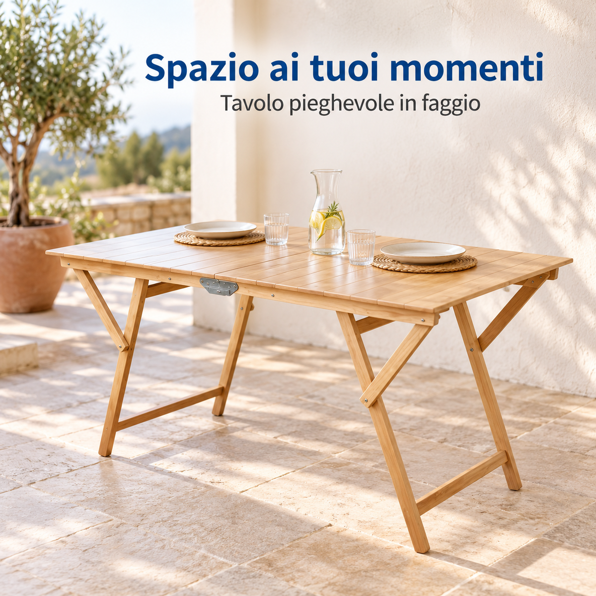 tavolo pieghevole legno tomaino 70x140