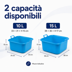 Bacinella quadrata in plastica disponibile da 10 e 15 litri