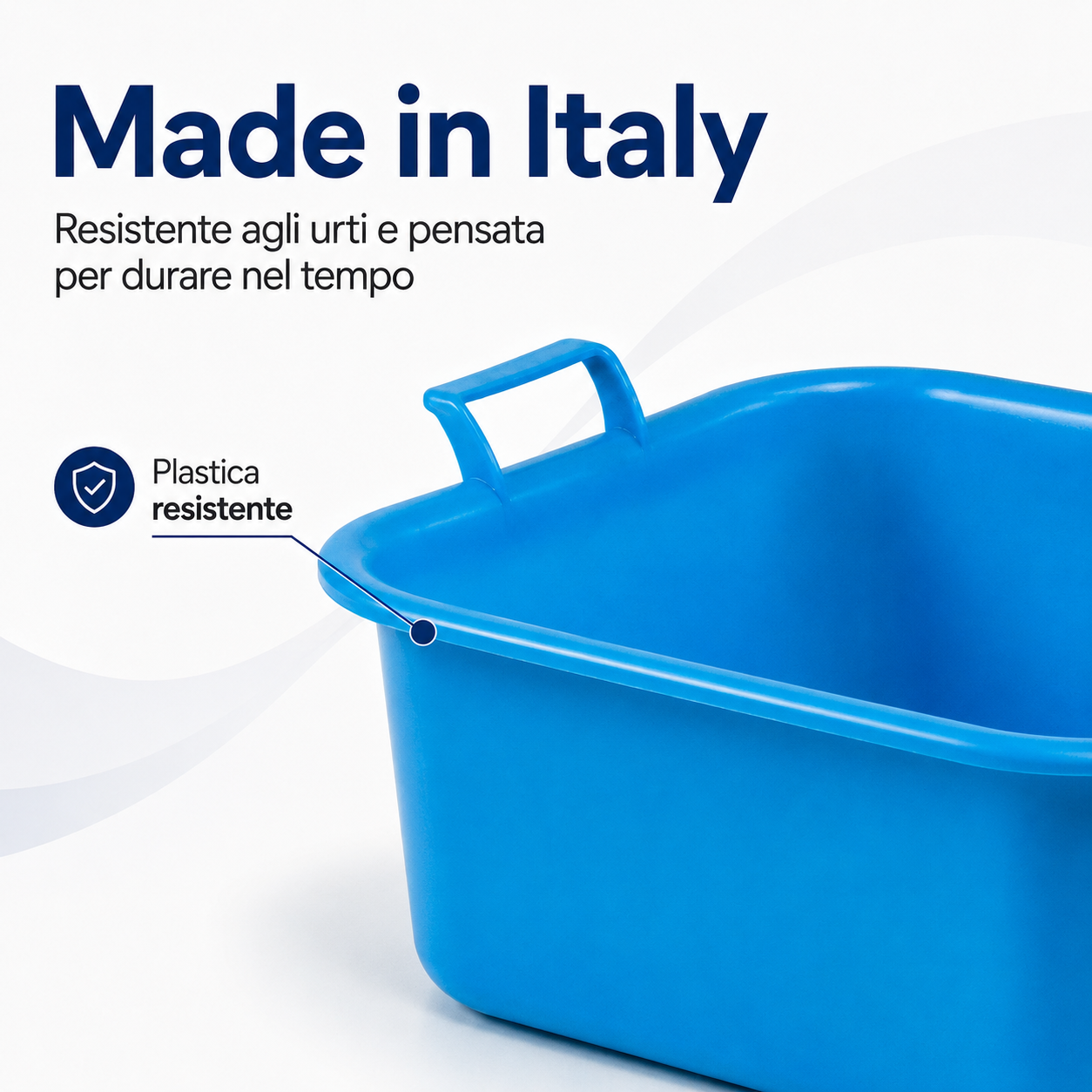 Bacinella quadrata in plastica resistente Made in Italy