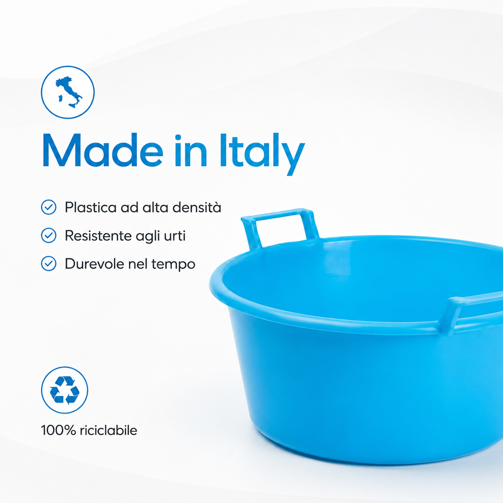 Bacinella Rotonda in Plastica Rigida per Bucato 11–30 L | Varie misure