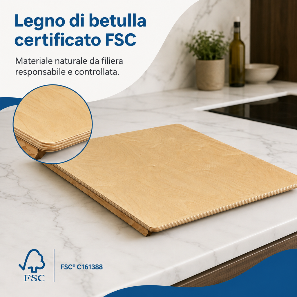 Spianatoia in Legno di Betulla FSC per Pasta Fresca – Made in Italy