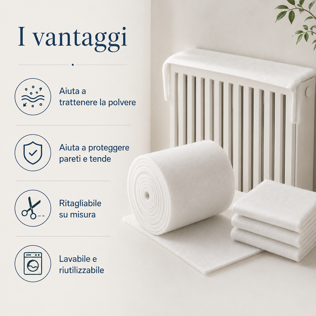Filtro Copricalorifero 20 m – Ritagliabile, Lavabile e Riutilizzabile