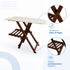 Beechwood ironing board with folding clothes rack, Diva, TOMAINO