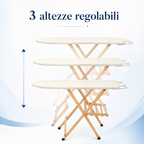 Beechwood ironing board with folding clothes rack, Diva, TOMAINO
