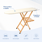 Beechwood ironing board with folding clothes rack, Diva, TOMAINO
