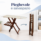 Beechwood ironing board with folding clothes rack, Diva, TOMAINO