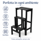 Scaletta sgabello Giulietta chiusa utilizzata come complemento d’arredo