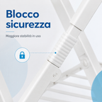 Dettaglio blocco sicurezza dello stendibiancheria Pegaso per maggiore stabilità in uso